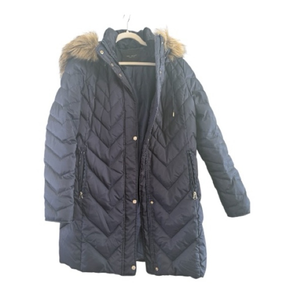 Marc By Marc Jacobs Navy Puffer Jacket with Faux Fur Hood
